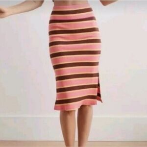 Aerie Pink and Brown Striped Pencil Skirt